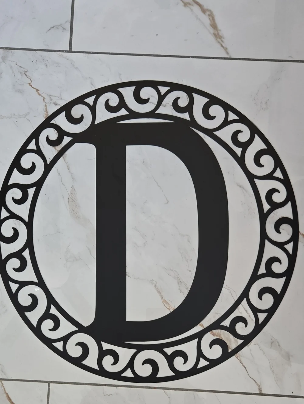 Monogram Wall Decor Letter D - Black Decorative Metal Circle